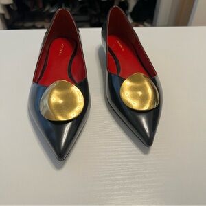 Tory Burch Black Flats with Gold Accent